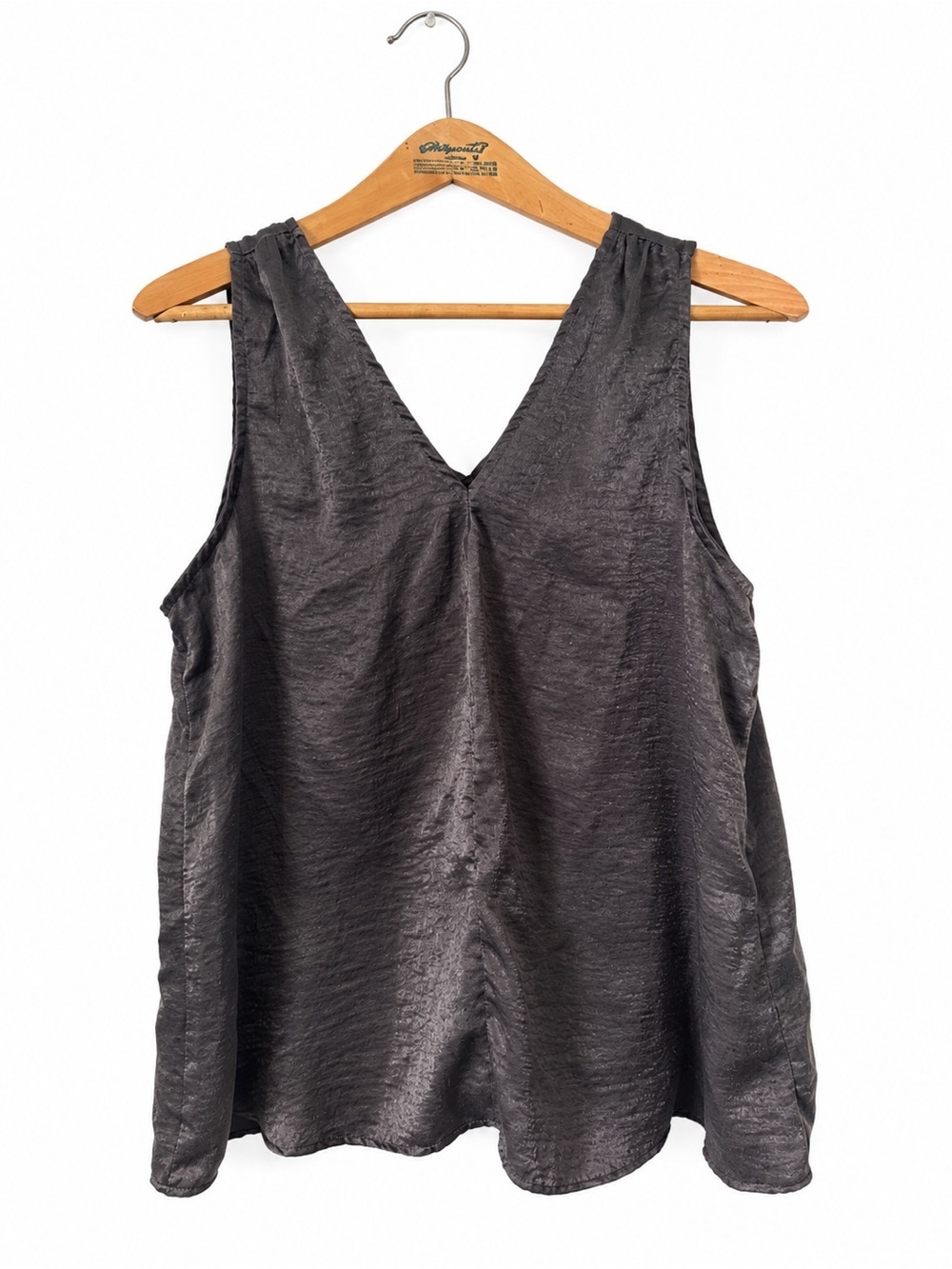 Studio B Women's Grey V-Neck Satin Tank Top Size XL